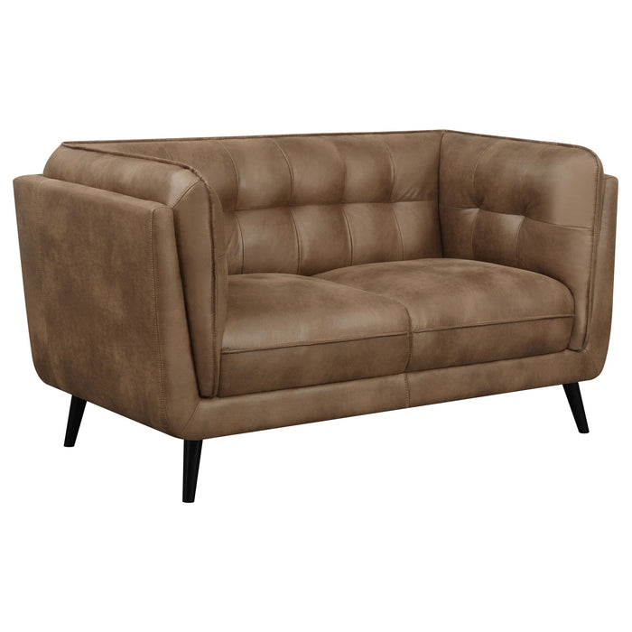 Maximillion - Tuxedo Arms Loveseat - Brown