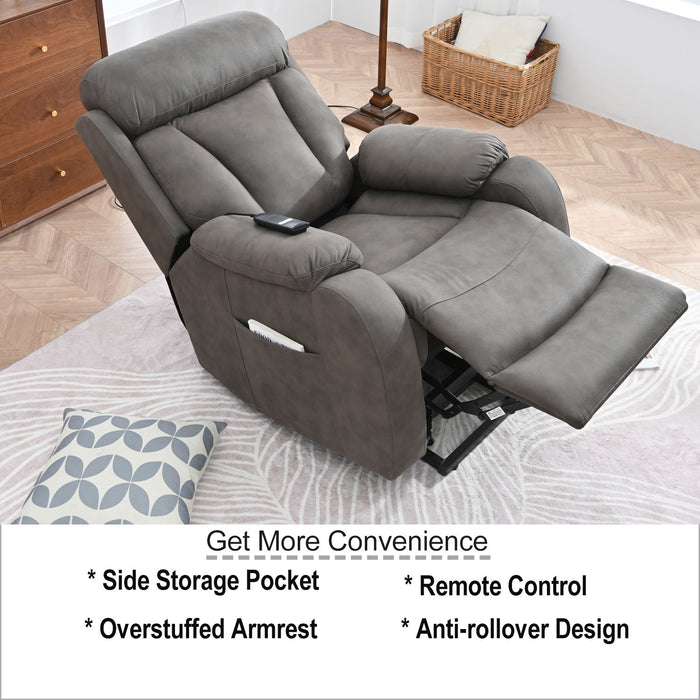 Lift Chair Recliner Power Remote Control Recliner Sofa Relax Soft Chair Anti - Skid Australia Cashmere Fabric Furniture Living Room - Dark Gray