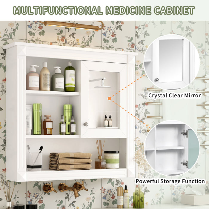 Wall-Mounted Bathroom Cabinet With Mirror And Adjustable Shelves
