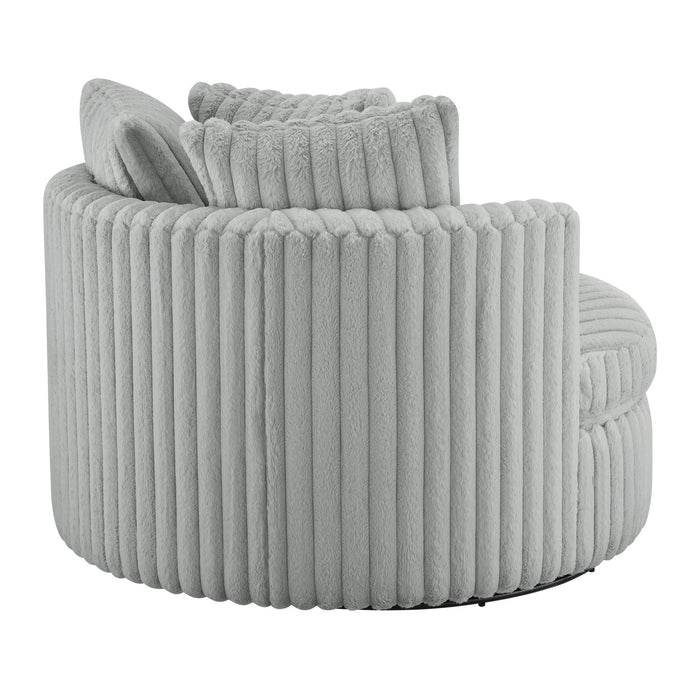Mindy - Oversized Swivel Barrel Chair - Gray