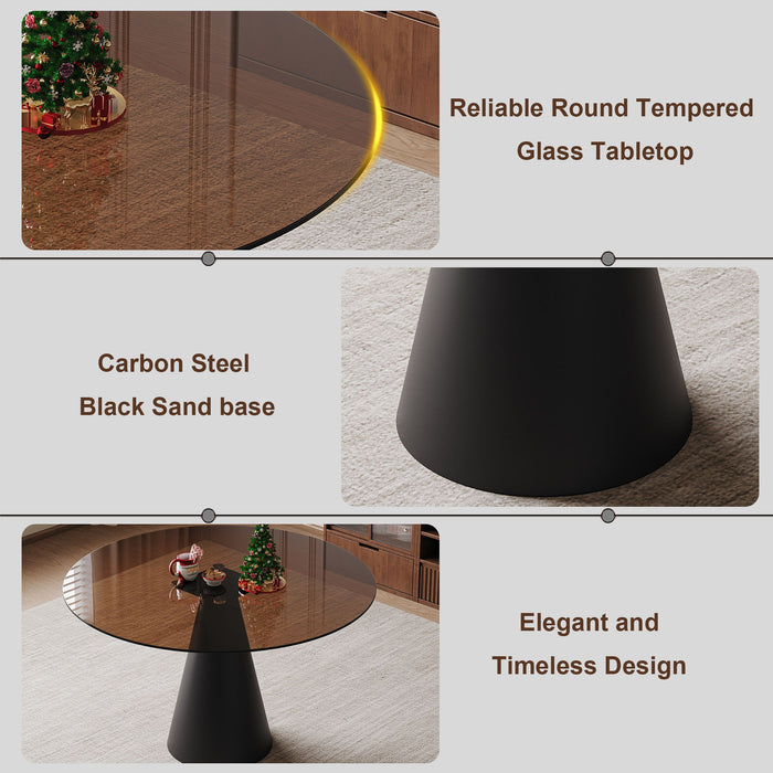 Round Dining Table, For 2 - 4 People - Black / Brown