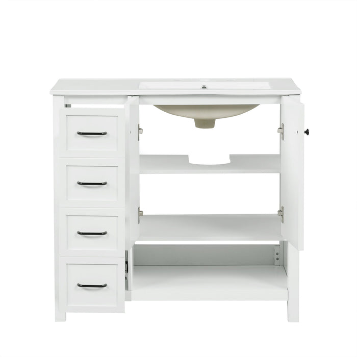 Bathroom Vanity With Sink Top, Bathroom Vanity Cabinet With 2 Doors And 2 Drawers, Open Shelf