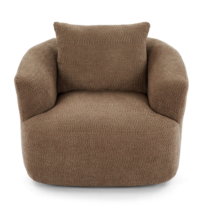 360° Swivel Barrel Sofa Chair With Throw Pillow, Chenille Upholstered Accent Chair