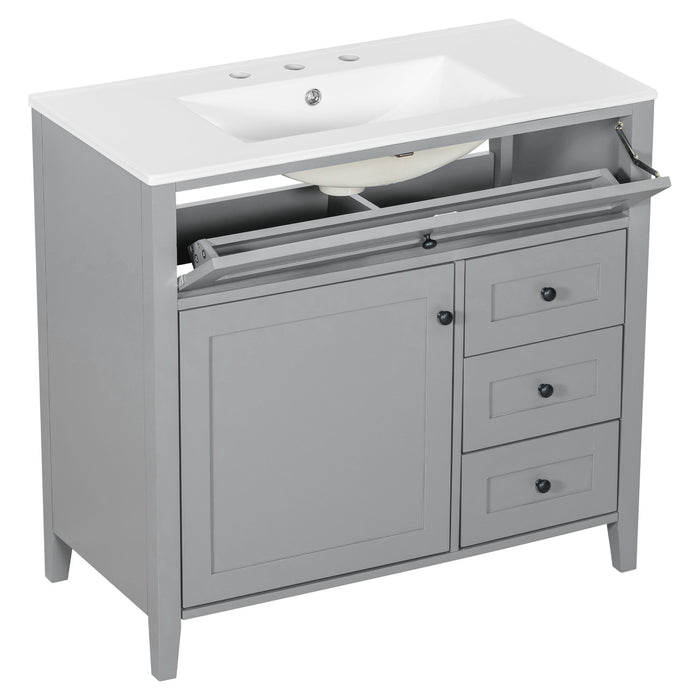 Bathroom Vanity With Sink, Cabinet With 3 Drawers And Adjustable Shelf