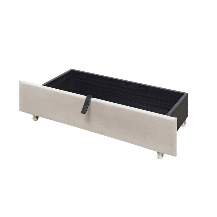 Upholstered Platform Bed With LED Frame, With Trundle And 2 Drawers