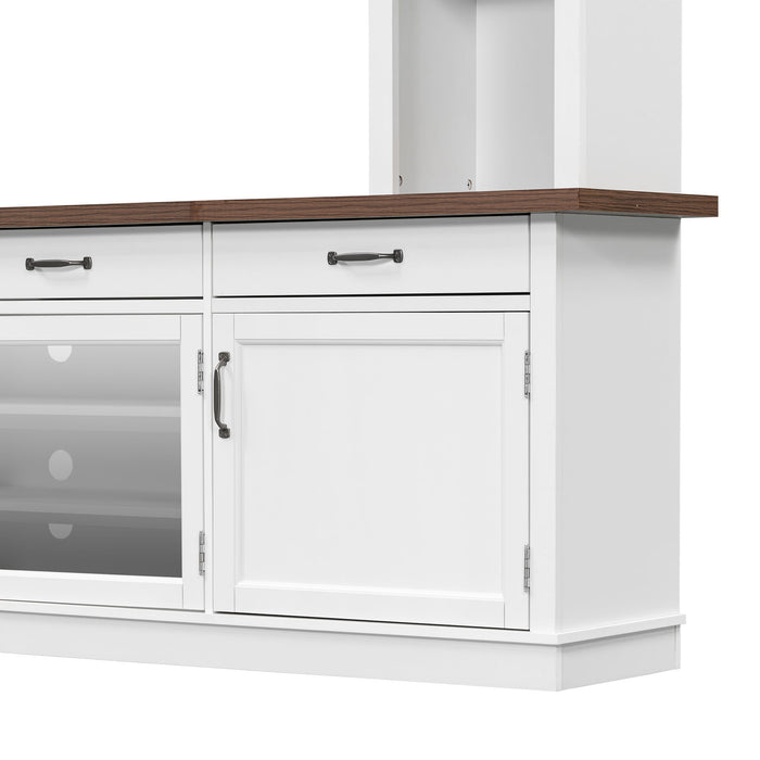 Extra Long TV Stand With 7 Color LED Lights, Adjustable Shelves & Storage Cabinets