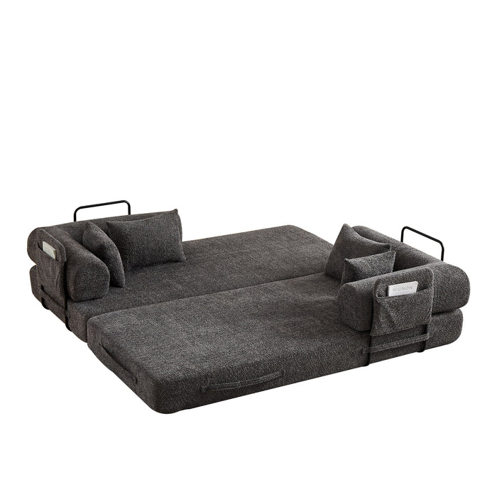 Convertible Sleeper Sofa Bed With Cylindrical Pillow