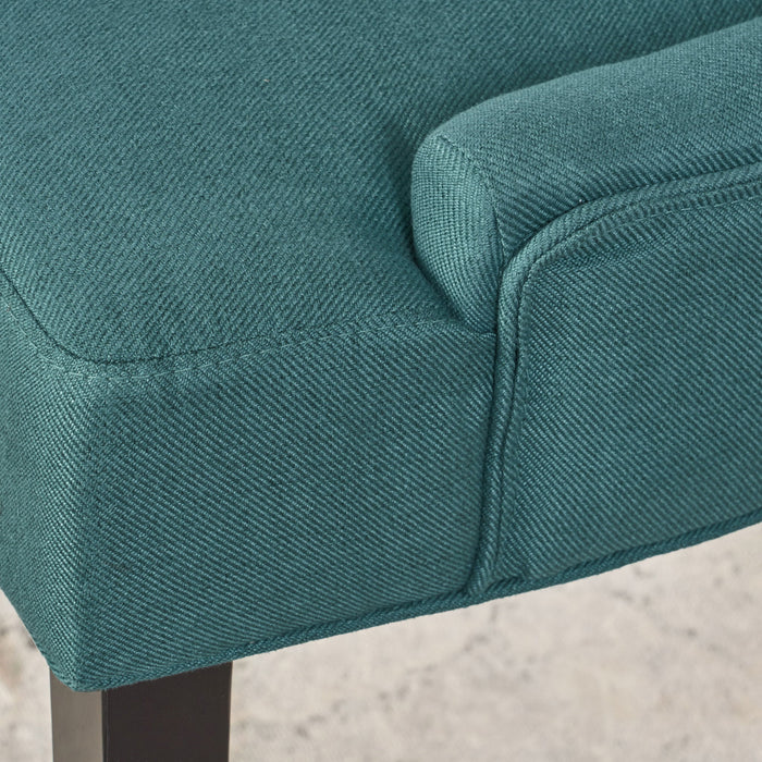 Dining Chair (Set of 2) With Upholstered Diamond Tufting And Espresso Birch Legs - Teal