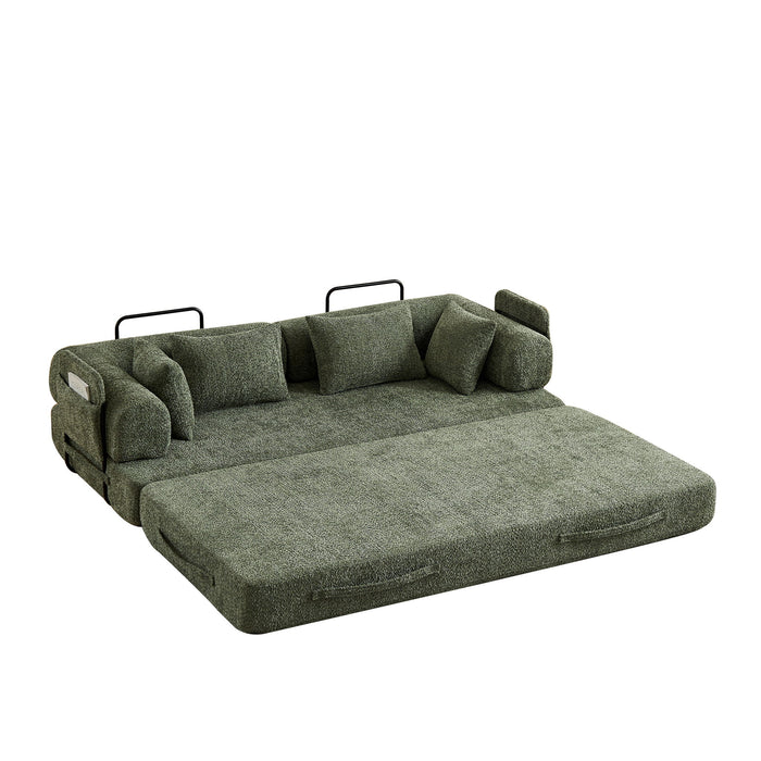 Convertible Sleeper Sofa Bed With Cylindrical Pillow