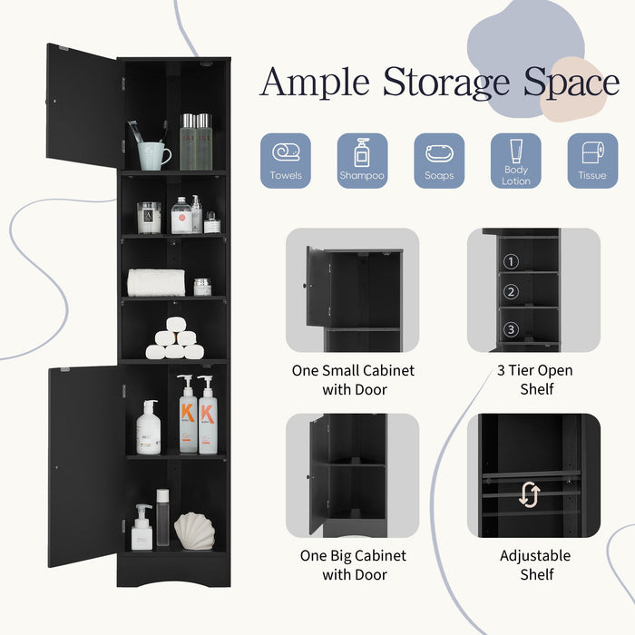 Multi Functional Corner Cabinet With Adjustable Shelves And 2 Doors