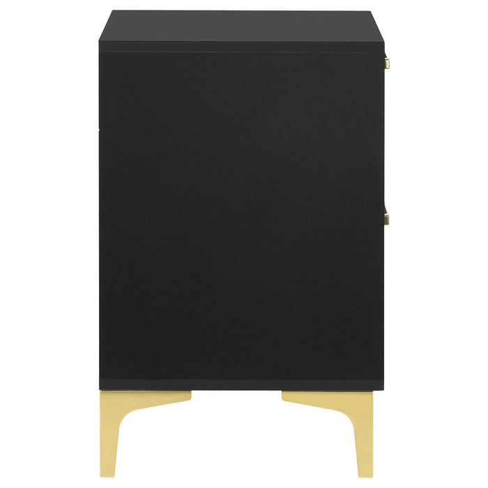 2 Drawer Rectangular Nightstand - Black