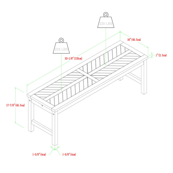 Modern Slat Top Solid Wood Patio Bench
