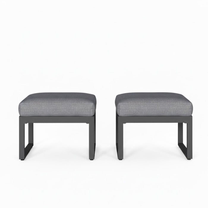 Patio All-Weather Ottomans With Thick Cushions (Set of 2)