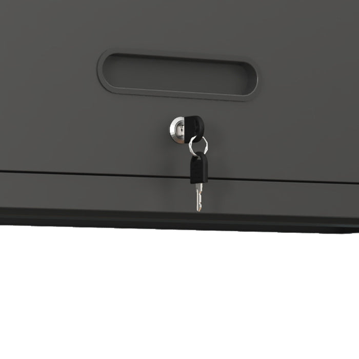 Heavy Duty, Metal Wall Mounted Tool Storage Cabinet Steel Metal Garage Storage Cabinet - Black / Gray