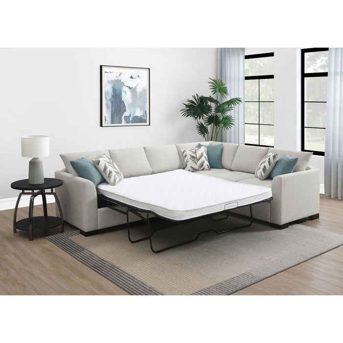 Radison - Upholstered Sectional Sofa With Hidden Sleeper - Greige