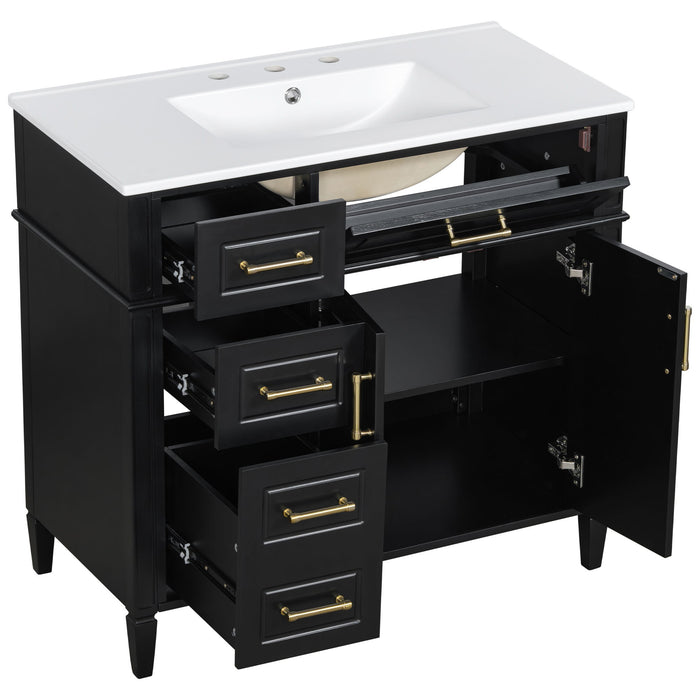 Bathroom Vanity With Sink, 4 Drawers, 2 Doors
