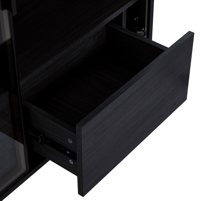 Modern Minimalist Style LED Curio Cabinet With Tempered Glass Door, Metal Legs