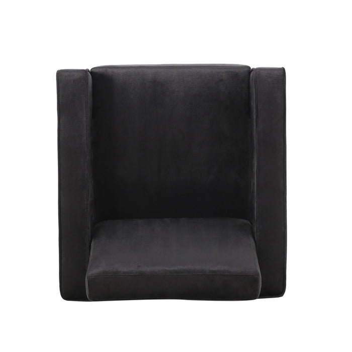 Modern Glam Club Arm Chair With Velvet Upholstery And Stainless Steel Legs - Black