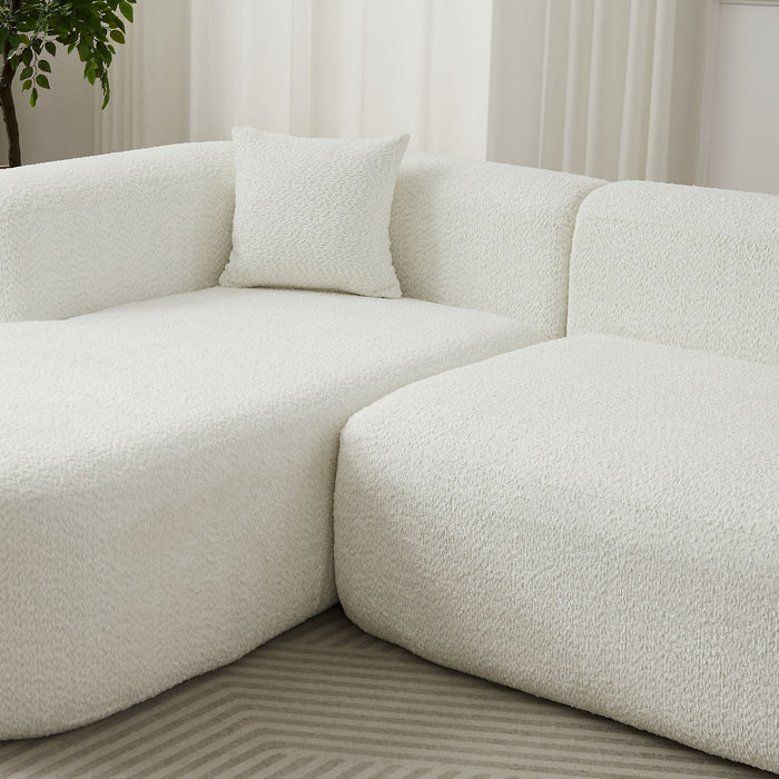L - Shape Boneless Cloud Couch With 2 Throw Pillows For Living Room