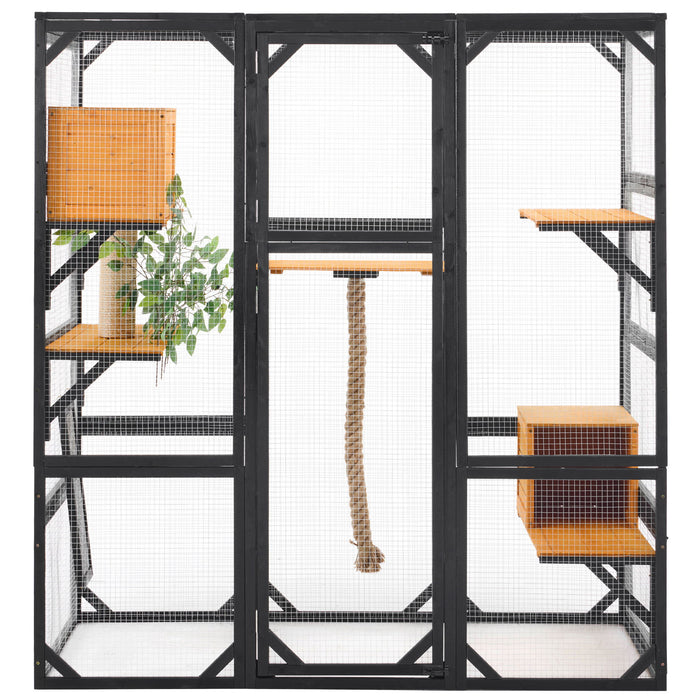 Outdoor Cat House, Diy Cat Enclosure Catio With Double Enter Doors