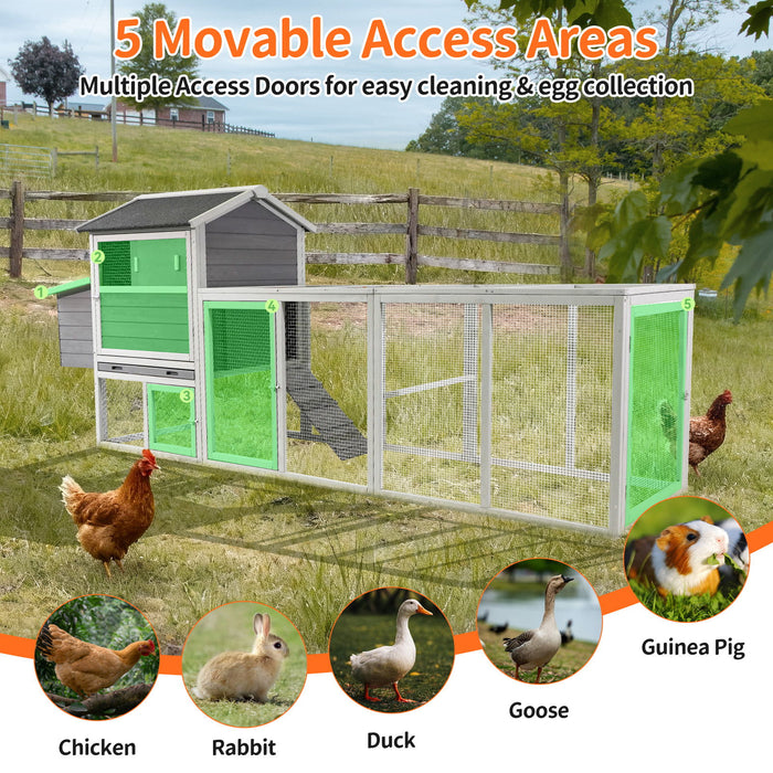Chicken Coop, Large Outdoor Hen House With Run And Nesting Box Poultry Cage