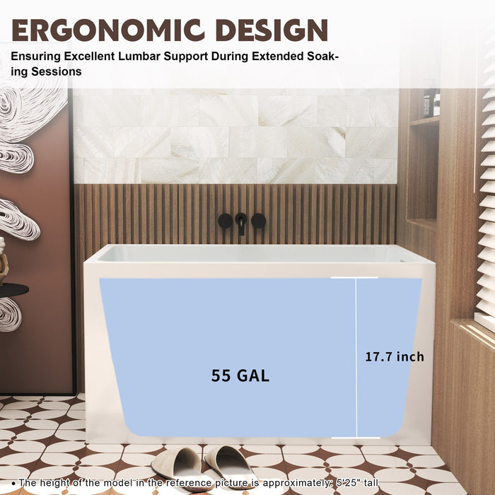 Freestanding Bathtub With Drain, Rectangular Shape
