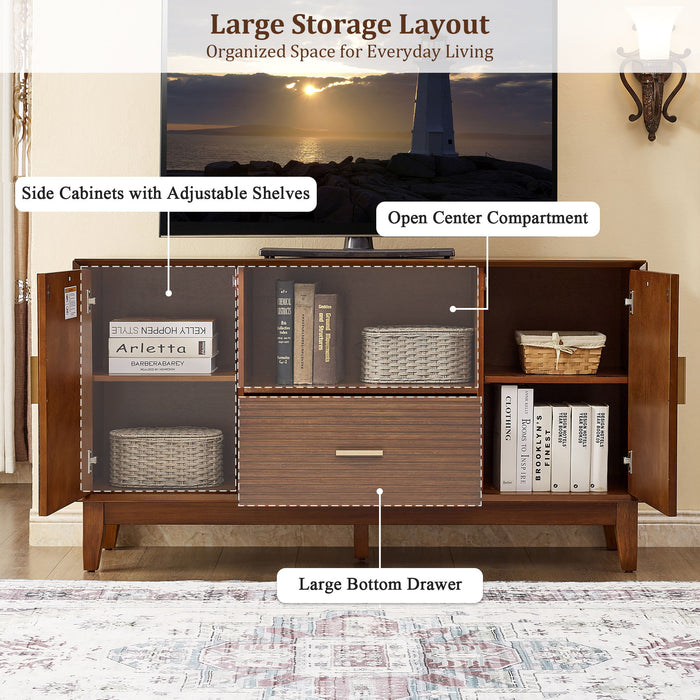 TV Stand With Drawer And Cabinets - Brown
