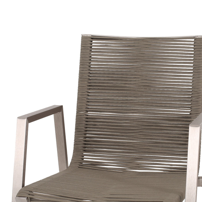 Outdoor Modern Aluminum Dining Chair Set With Rope Sea (Set of 2)