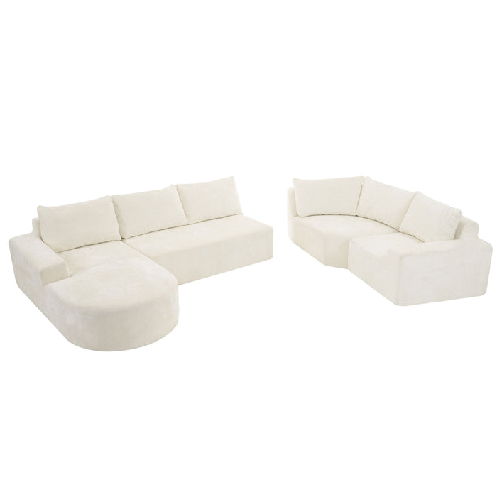 Modular Cloud Sectional Sofa Set, U-Shaped Upholstered Couch With Deep Seat