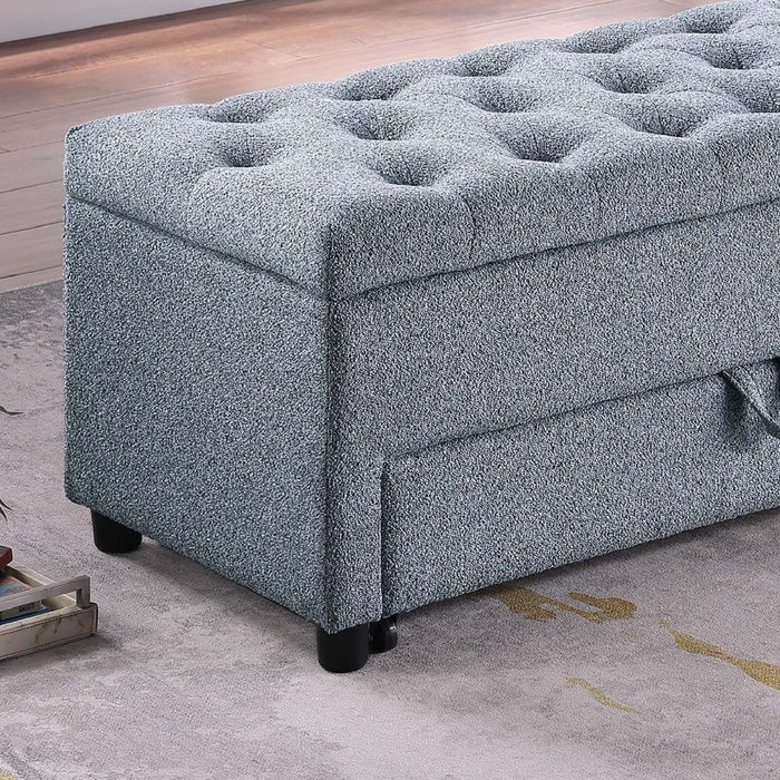 Storage Ottoman With Tufted Seat And Underseat Drawer