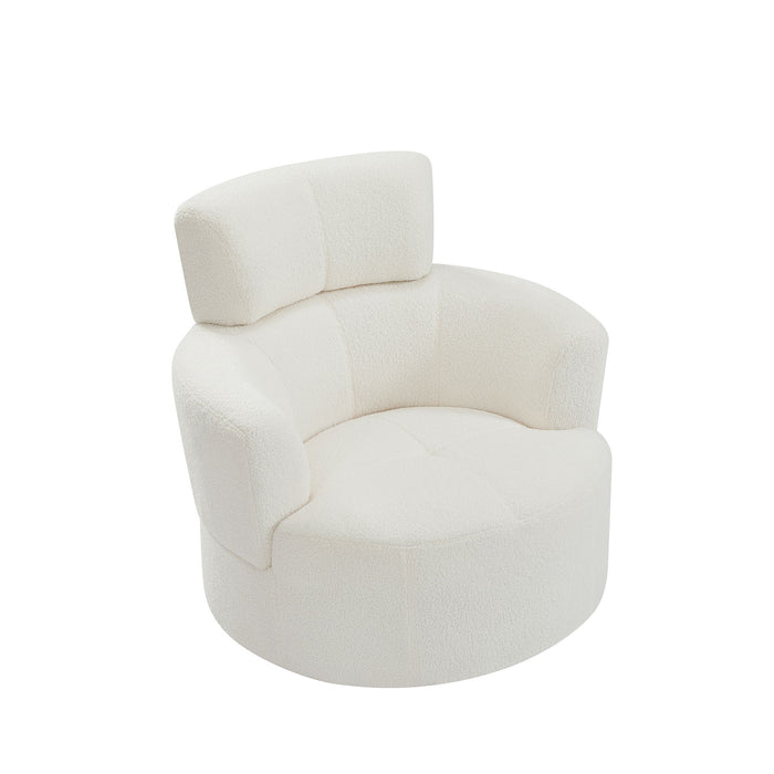 360° Swivel Chair Upholstered Accent Barrel Chair With Adjustable Headrest
