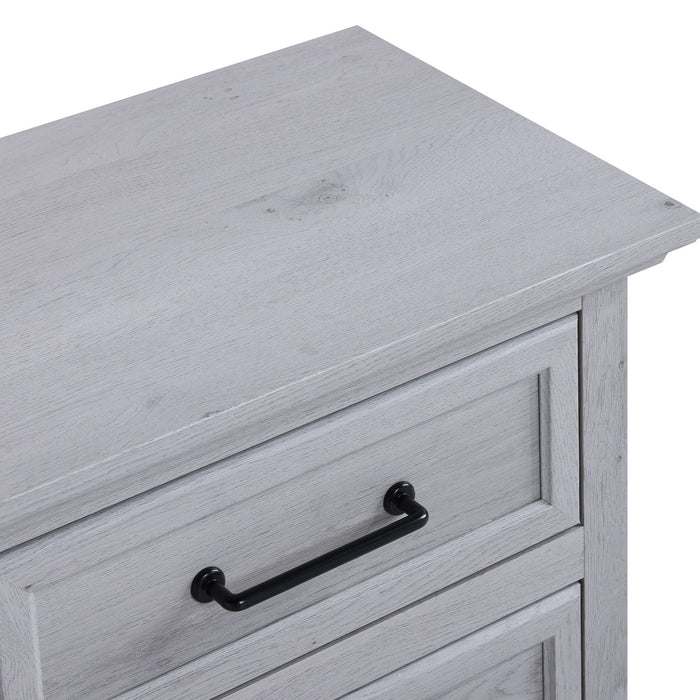 Larksmont - 2-Drawer Nightstand With USB-A/USB-C Port - Oyster Shell Gray