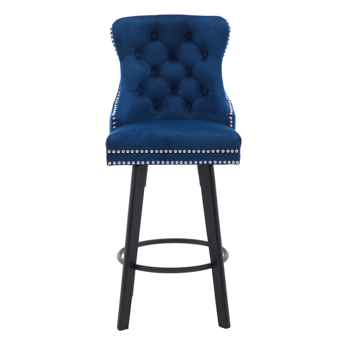 Swivel Bar Stools With Button Tufted Design And Rivet Trim