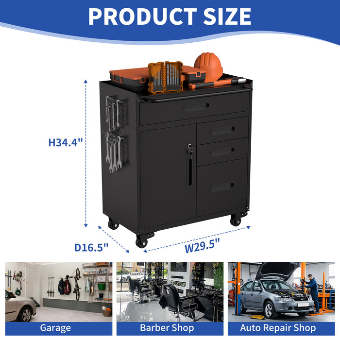Rolling Tool Cabinet Heavy Duty Garage Storage With Lockable Doors