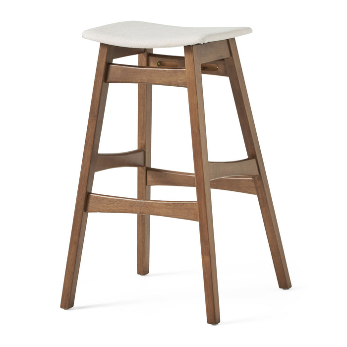 Mid Century Modern Bar Stool Set With Upholstered Seating