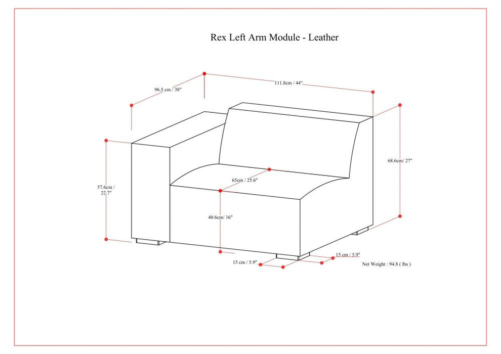 Rex - Left Arm Sofa Module - Sienna