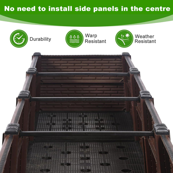 Raised Garden Beds Outdoor, Polypropylene Planter Boxes Outdoor For Vegetables, Flowers, Herbs, Garden Box With Drain Outlet, Heat And Frost Resistant Planters - Black / Brown