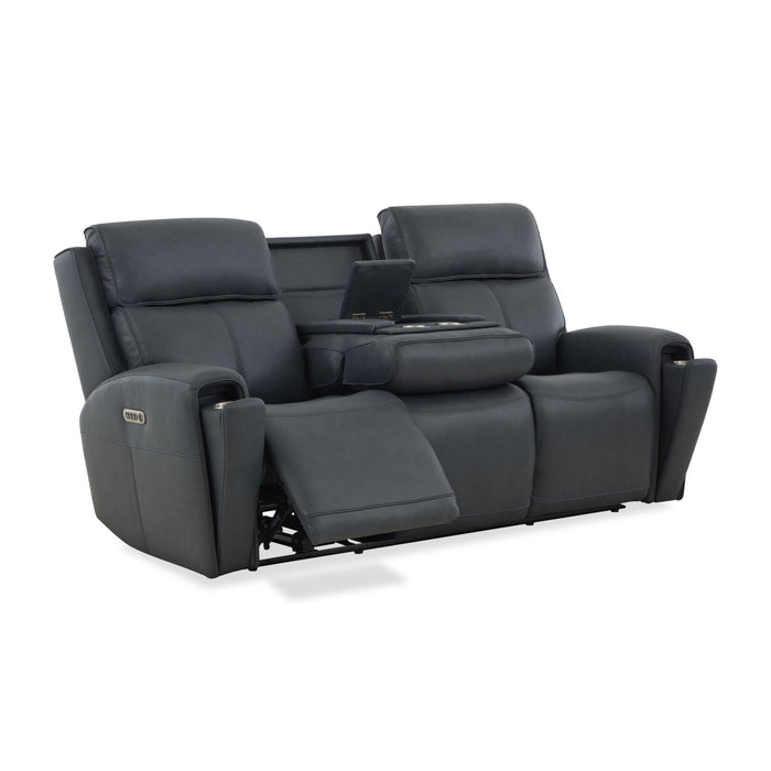 Warren - Power Reclining Sofa With Console, Power Headrest & Lumbar - Black