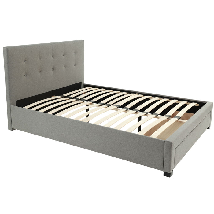 Bed With Tufted Headboard And Storage Drawer