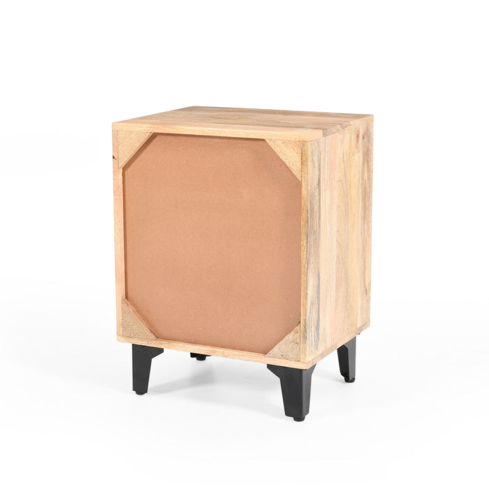 Solid Wood Vintage Nightstand With Handcrafted Detailing - Natural