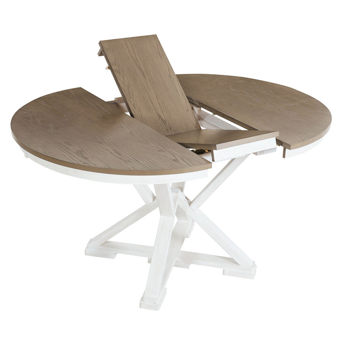 Dining Set With Extendable Round Table And 4 Upholstered Chairs