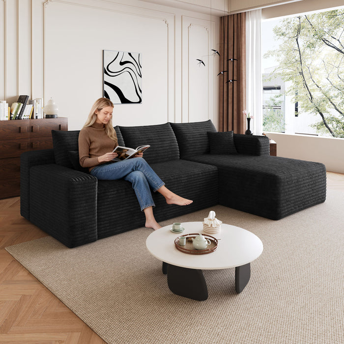 Cloud Sectional Sofa, Comfort U-Shaped Sofa For Living Room - Black