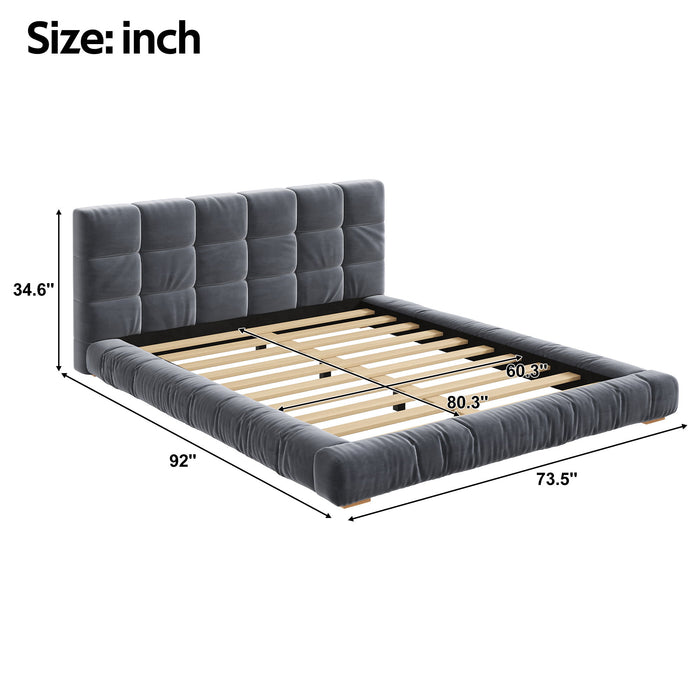 Upholstered Platform Bed Frame With Tufted Headboard