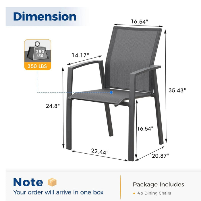 Patio Stackable Dining Chairs (Set of 4)