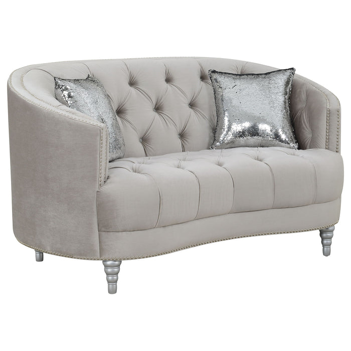 Elliston - 2 Piece Living Room Set With Upholstery Nailhead Trim - Gray