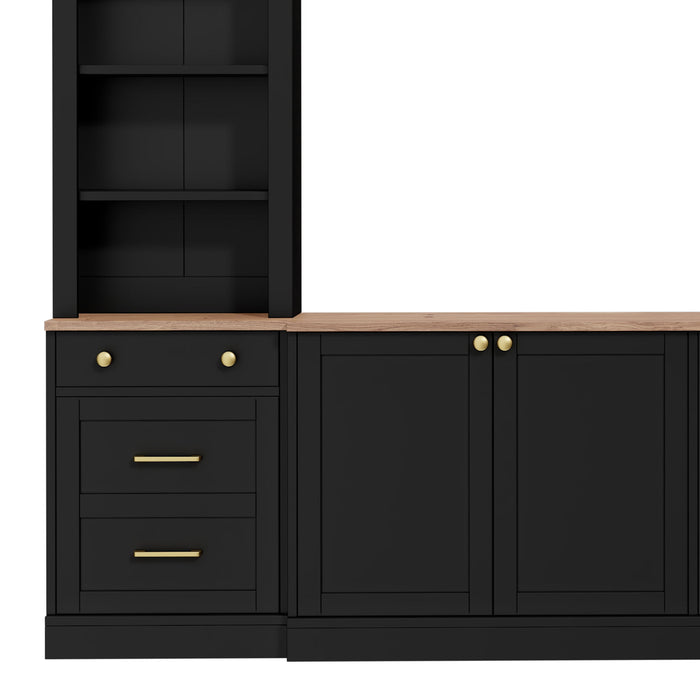 Arched Entertainment Center Wall Unit With Bookshelf, Retro Large TV Stand