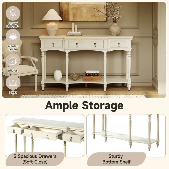 Retro Console Table With 3 Soft Close Drawers