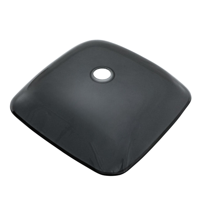 Square Vessel Sink For Bathroom, Above Counter Design With Pop Up Drain, Smooth Rounded Edges - Gray