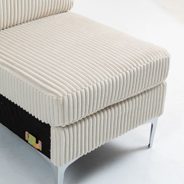 Single Couch Modular Armless Accent Chair With Back Cushion