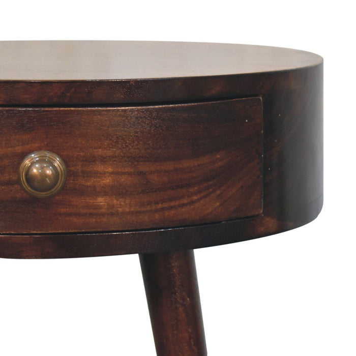 Circular Shaped Bedside Table - Walnut